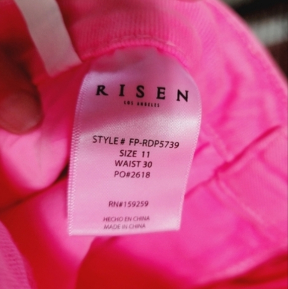 Neon Pink High Rise Flare Jeans By Risen x Freckled Poppy NWT Sz 11/30 Barbie - Picture 5 of 5